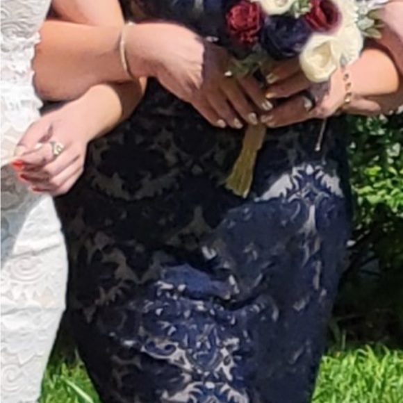 Prelude navy lace cold shoulder knee length dress NWT - Picture 8 of 11